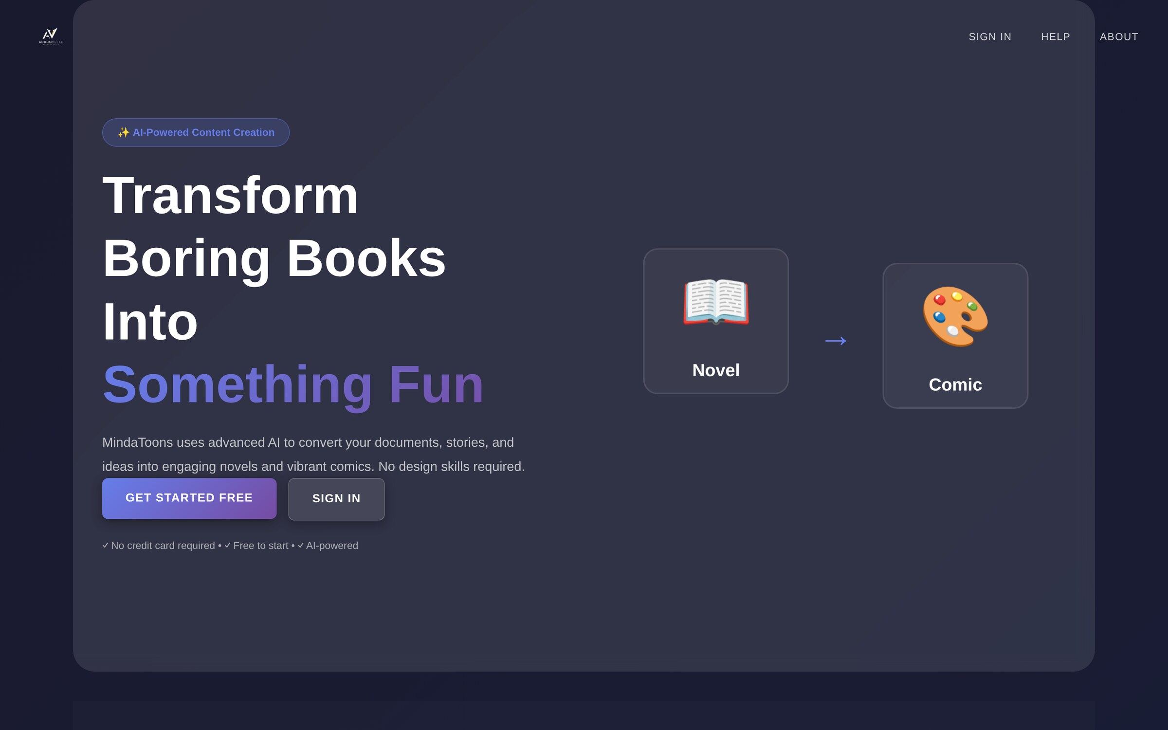 Epstoons (MindaToons) landing page: transform boring books into something fun, novel to comic